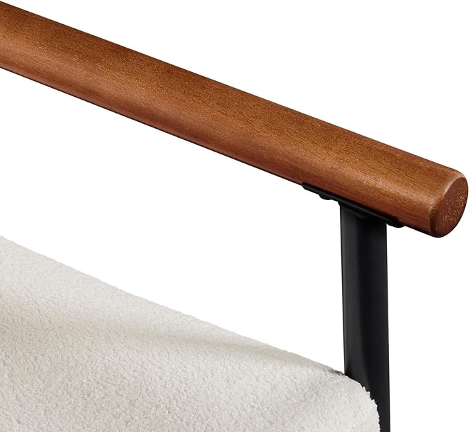 Topeakmart Mid-Century Boucle Accent Chair Reading Chair with Stylish Boucle Fabric Lounge Chair with Ultra-Long Armrest and Extra-Wide Seat for Living Room Lounge Office Ivory