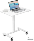 VEVOR Mobile Standing Desk 28-44 Gas-Spring Height Adjustable Sit-Stand Desk 4 360° Swivel Wheels (2 Lockable) Portable Rolling Laptop Table Computer Cart for Home Office School 40LBS Loading