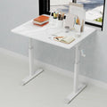 Adjustable Study Desk Hand-Crank Height Adjustable Sit-to-Stand Desk 60 x 80 cm Compact White Frame White Top Double-Column Stable Workstation for Home Office Study