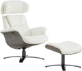 CHITA Genuine Leather Reclining Swivel Chair with Adjustable Headrest and Ottoman for Living Room White