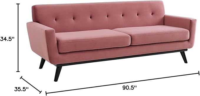 Modway Engage Performance Velvet Sofa with Dusty Rose Finish EEI-5600-DUS
