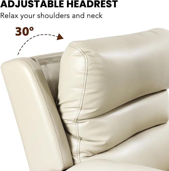 EONIX Real Zero Clearance Wall Hugger Recliners Power RV Recliner Chairs for Small Spaces Dual Motor Home Theater Recliners with Massage and Heat SXXY003992 Cream White