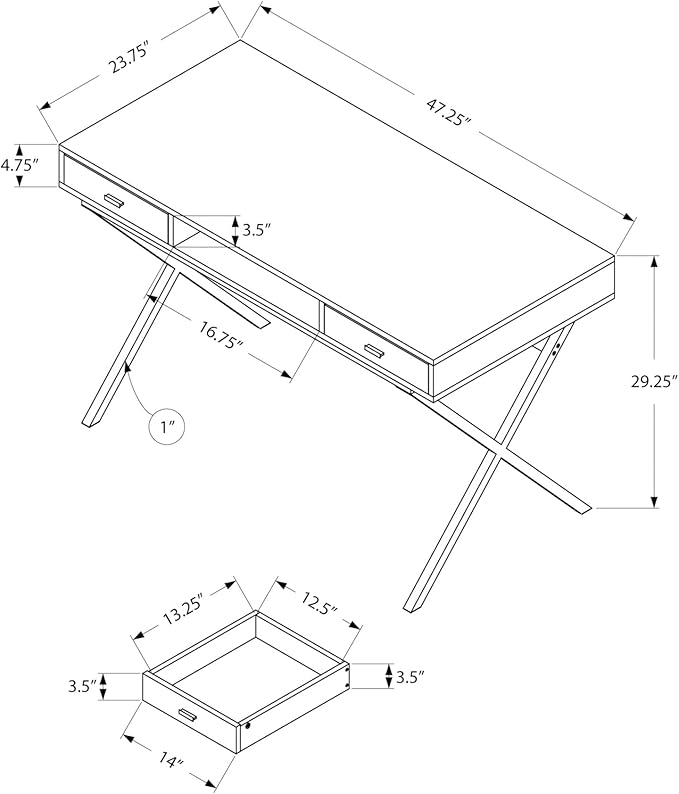 Computer Desk Home Office Laptop Storage Drawers 48 l Work Beige Laminate Black Metal Contemporary Modern