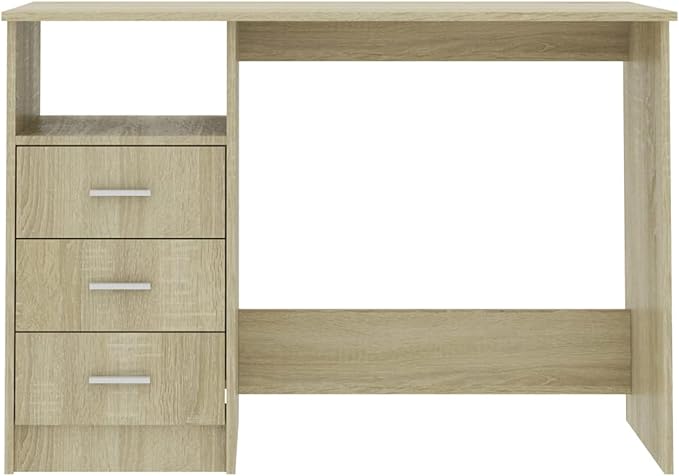 REWIS Desk with Drawers Modern Desk with Drawers Simple Solid Wood Desk with Drawer for Office Home Basic Desk Small Desk with Drawers Desk with Drawe Sonoma Oak 43.3x19.7x29.9 Engineered Wood