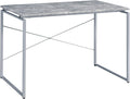 Grey and Silver Writing Work Study Desk with Metal Sled Base Rectangle Wooden Top for Home Office Industrial Style