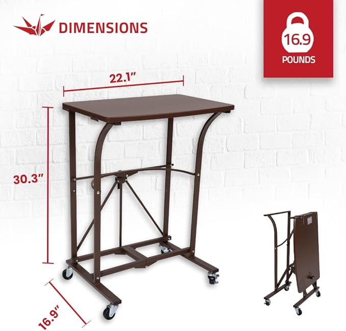 Origami Folding Computer Desk for Office Study Students Bedroom Home study and Craft | Space Saving Foldable Design Fits Laptop Collapsible No Assembly Required | (Wood small)