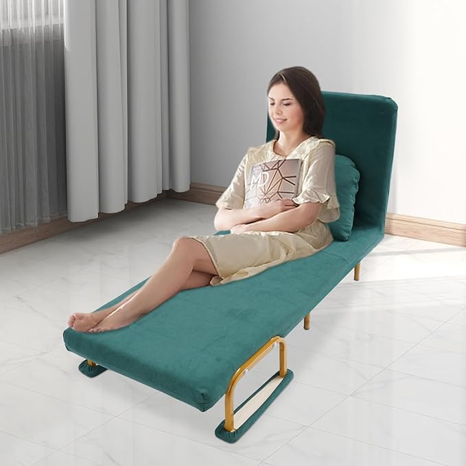 LOYALHEARTDY Sofa Bed Chair ReclinerFoldable Convertible Sleeper Sofa Chair Bed with Pillow5 Gears Adjustable Backrest Convertible Sofa Bed for Living Room Office Bedroom(Green)