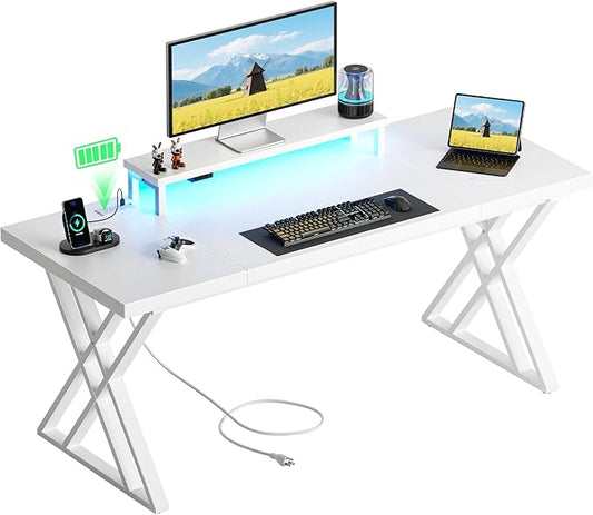 79 Inch Two Person Desk with Drawers Extra Long Desk with Storage Shelves Double Home Office Desk with Hooks 2 Person Writing Study Table Workstation for Home Office (70'' White2)