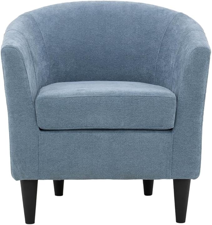 Pemberly Row Accent Chair 32 H x 30.5 W x 27.5 D Polyester Fabric Light Blue Finish Padded Seat Traditional Club Chair Design Durable Living Room or Home Office Seating