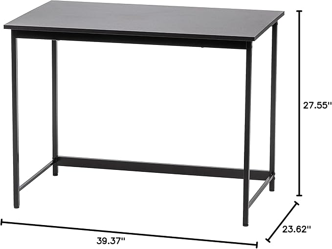 IRIS USA Inc. 39 Inch Modern Laptop and Computer Desk Office Table for Home Office Water and Scratch Resistant Surface Gaming Desk Easy to Assemble Black Desk