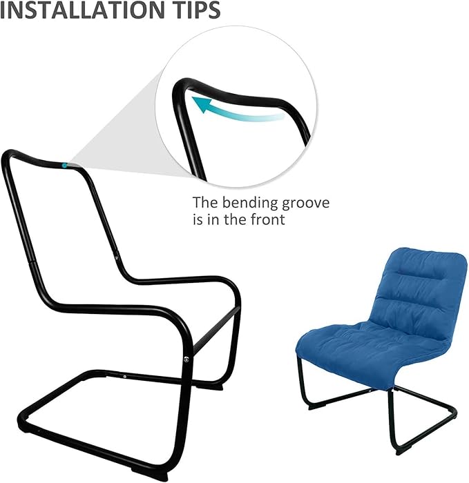Upholstered Durable Metal Modern Chair with Soft Cushion Blue - Ideal for Bedrooms Living Rooms Dorms Indoor Spaces Accent and Lounging