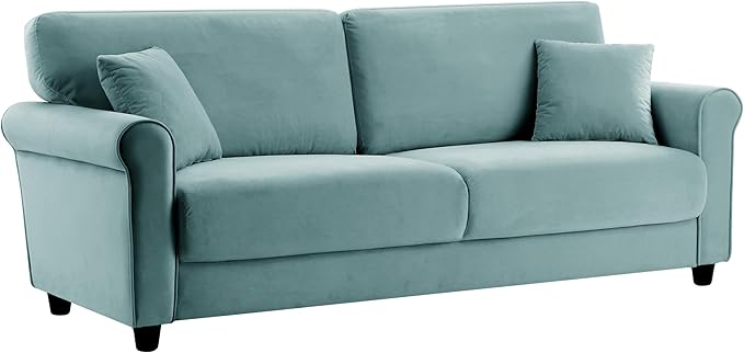 Modern Loveseat Sofa for Living RoomLove Seat with 2 SeaterVelvet Loveseat SofaSmall Couch for Living RoomBedroomOffice and Small Space(Light Blue)