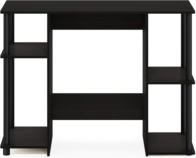 Furinno JAYA Desk 38.4 Wide Gaming Desk Computer Study Desk Office Desk with Side Shelves Open Storage for Home Office Bedroom Dorm Study Room Espresso