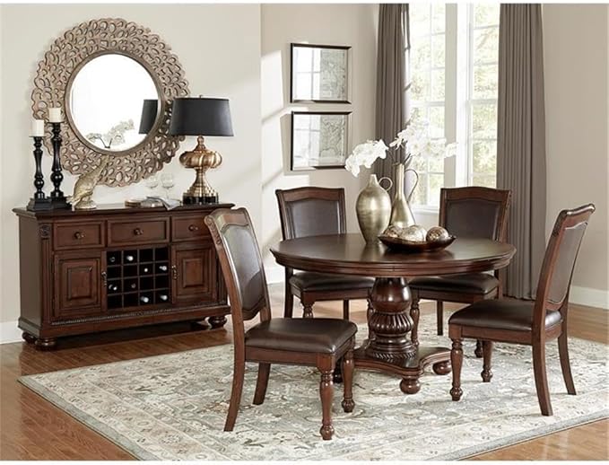 Pemberly Row Set of 4 Wood Dining Room Side Chairs in Brown Cherry
