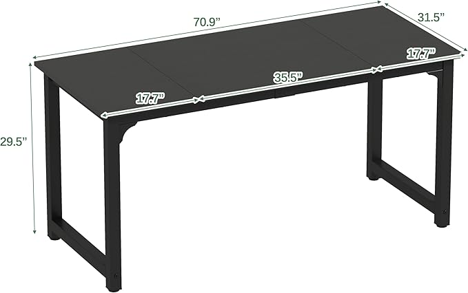 NSdirectModern Computer Desk 63 inch Large Office Desk Writing Study Table for Home Office Desk Workstation Wide Metal Sturdy Frame Thicker Steel Legs Black.