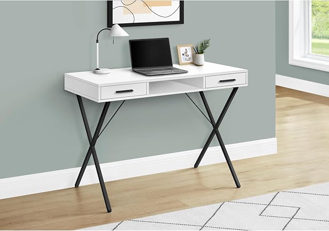 Computer Desk for Home Office - Modern Contemporary White Laminate with Storage Drawers