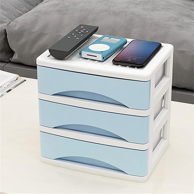 File Storage Cabinets Desktop Office Storage File Cabinet Drawer File Organizer Supplies Multi-Layer Cabinet Storage(Blue)