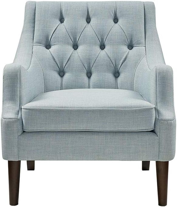 Button Tufted Accent Chair Dusty Blue Button Tufted Back Living Room Decor Cozy Addition