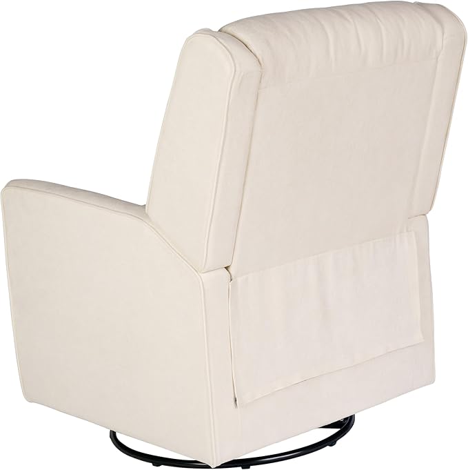 Flash Furniture Cash Swivel Glider Rocking Recliner Manual Recliner with 360 Degree Swivel for Living Room Bedroom or Nursery Fabric Upholstered Cream