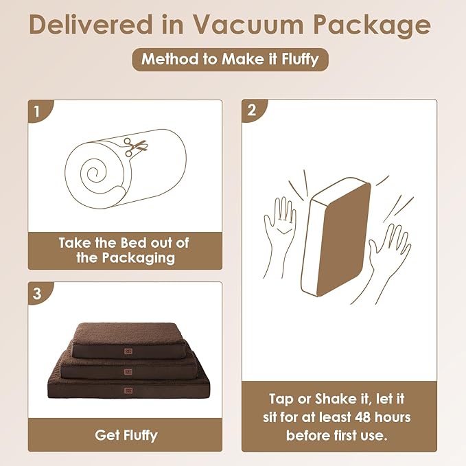 EHEYCIGA Orthopedic XXL Dog Beds for Jumbo Dogs with Removable Washable CoverBrown 50x36