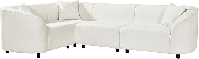 Merax 104 L-Shaped Curved Sofa Comfy Upholstered Sectional Couch with Extra Deep Seats Boucle Sofa for Living Room Apartment Office Beige