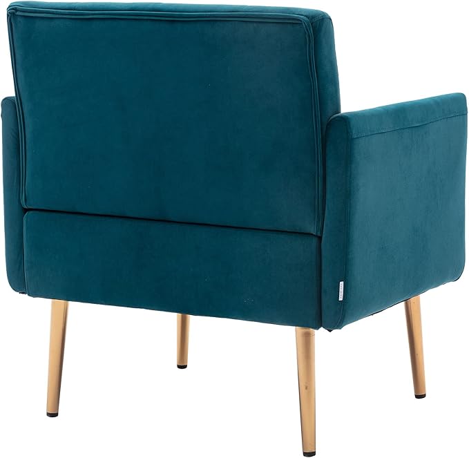Modern Accent Chair Upholstered Single Sofa Arm Chair for Living Room and Bedroom Upholstered Comfy Armchair Chair with Solid Tapered Metal Legs (Teal)