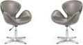 Manhattan Comfort Raspberry Adjustable Swivel Accent Chair Set of 2 with 360° Turn Polished Chrome Base Modern Retro Design Ideal for Living Room and Home Office Pebble Faux Leather