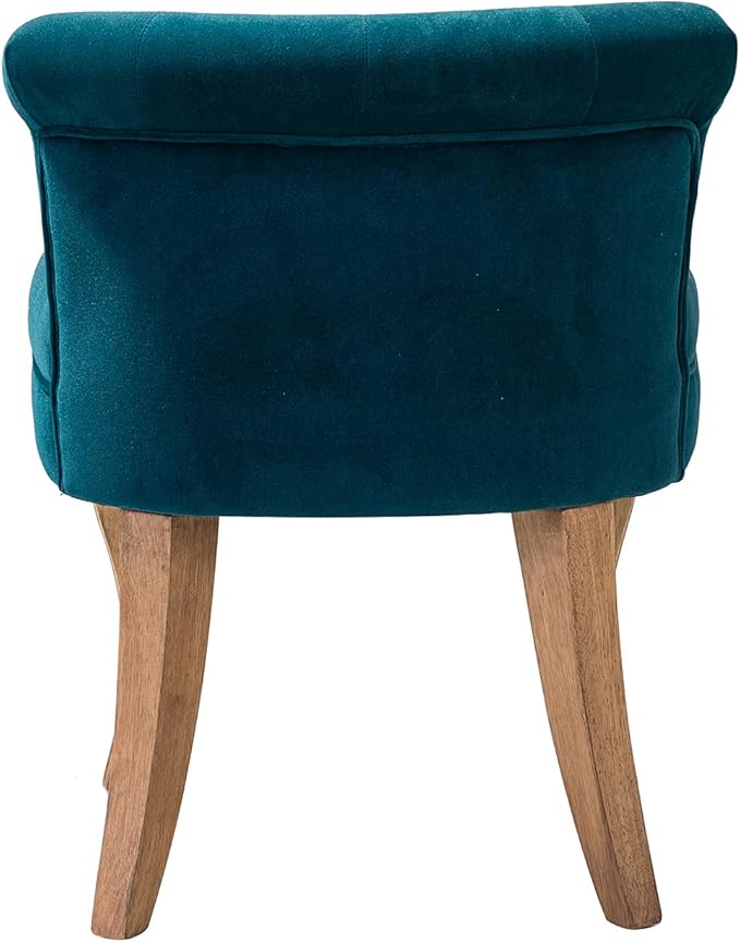 Modern Velvet Vanity Chair with with Solid Wood Legs Upholstered Vanity Stool with Low Back Small Makeup Chair Home Decor for Bedroom Living Room Dressing Table Women Girls