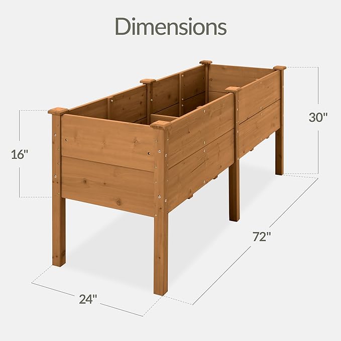 Best Choice Products 72 x 24 x 30 Raised Garden Bed with Extra Deep 16 Depth Elevated Wood Planter Box Stand for Backyard Patio Balcony Natural Fir Wood - Acorn Brown