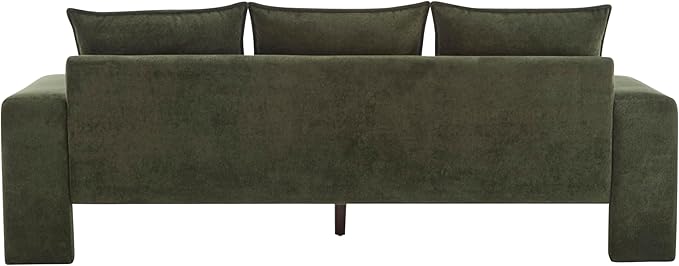Christopher Knight Home Ahrab 84 Upholstered with 3 Back Pillows Modern Fabric 3-Seater Sofa Cozy Oversized Loveseat with Low Armrest Spacious Lounge Seating for Living Room Home Rest Green