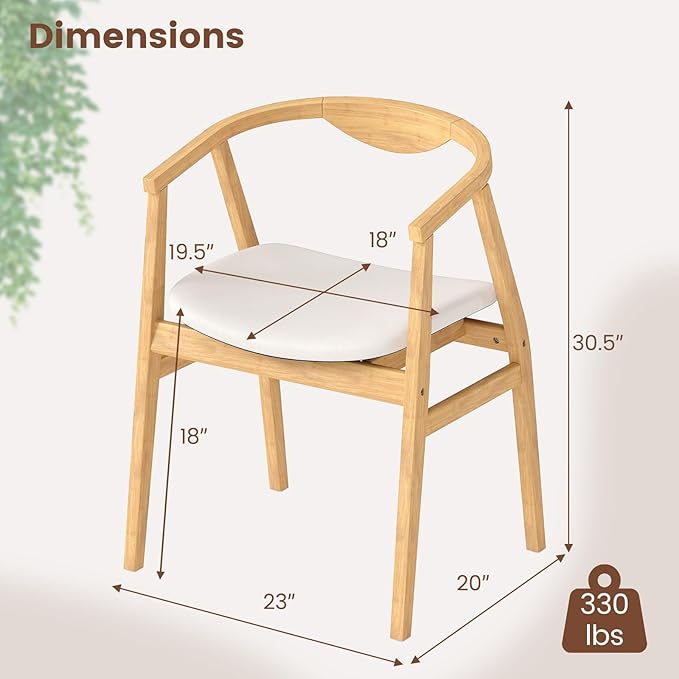 KOMFOTT Bamboo Accent Chair Mid Century Modern Armchair with Barrel Back &amp Soft-Padded Seat Upholstered Lounge Chair with A-Shaped Frame for Living Room Bedroom Reading Room Beige