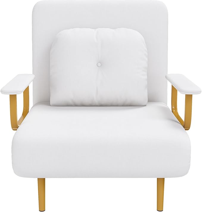 KEIKI Folding Sofa Bed Chair 3 in 1 Convertible Chair 5-Position Sleeper Chair Bed with Adjustable Backrest Space Saving Sofa Couches for Living Room Bedroom Apartment (White 26.5 Wide)