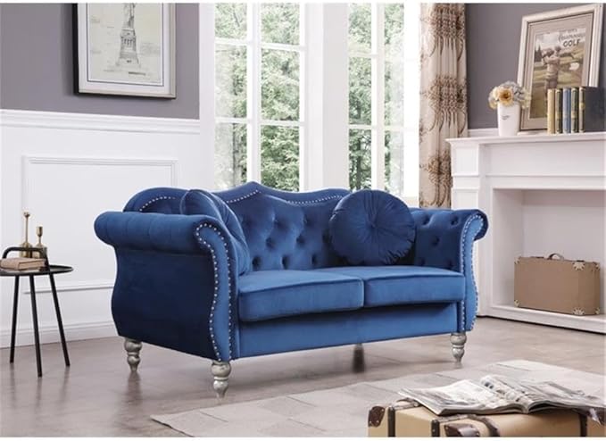 Glory Furniture Hollywood Velvet Loveseat in Navy Blue