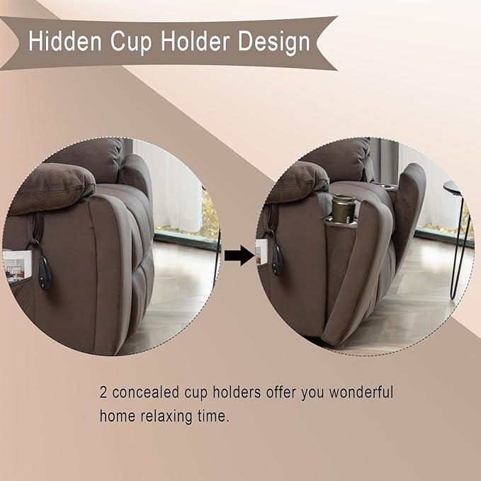 Power Lift Recliner Chair with Massage and Heating FunctionsVelvet Sofa with 2 Remote Controls and Two Cup HoldersRecline up to 160 DegreesSuitable for Living Room