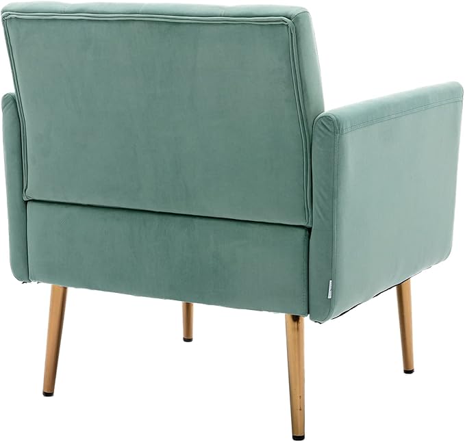 Modern Accent Chair Upholstered Single Sofa Arm Chair for Living Room and Bedroom Upholstered Comfy Armchair Chair with Solid Tapered Metal Legs (Mint Green)