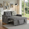 Sofa Bed Pull Out Couch with Side Pockets 3 in 1 Velvet Fabric Loveseat Sleeper Sofa Bed Pull Out Couch with Adjustable Backrest for Living Room Bedroom Apartment Gray 53 Inch
