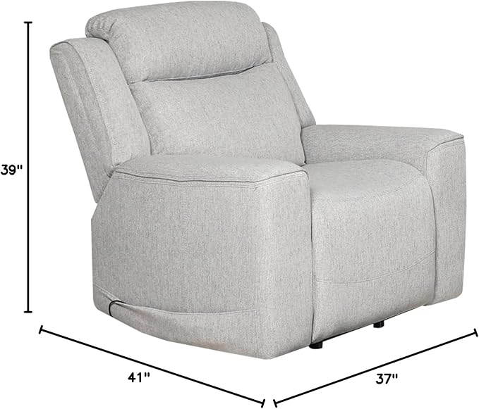 AC Pacific Amelia Upholstered Recliner Chair with Plush Comfort Adjustable Inclining Feature Sleek Design for Stylish Relaxation Living Room Furniture for Modern Homes White