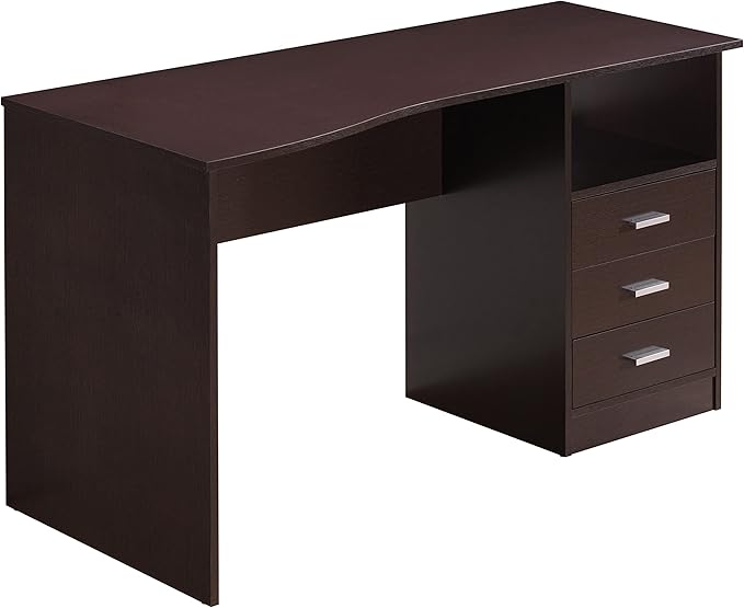 Techni Mobili 51 Classic Computer Desk with Drawers 3-Drawer Home Office Desk with Storage (Brown)