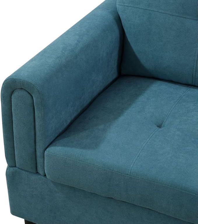 Green L-Shaped 3-Piece Flannel Sofa with Storage Ottoman Set Sectional Couch Sofa Set for Living Room Office Small Space