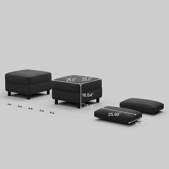 Belffin Modular Sofa Storage Ottoman with Pillows (Set of 2) Dark Grey