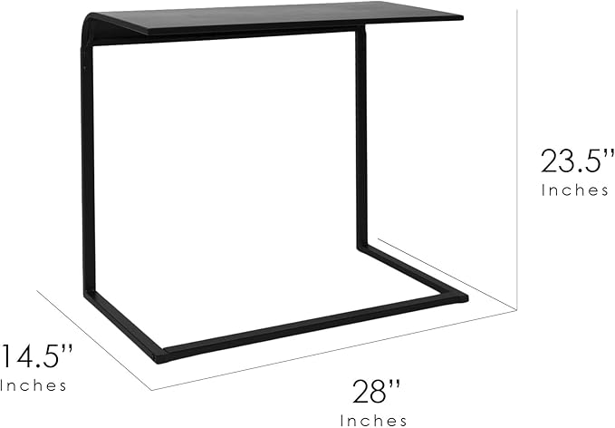 American Art Decor Black Mobile Portable &amp Compact Home Office C-Shaped Desk