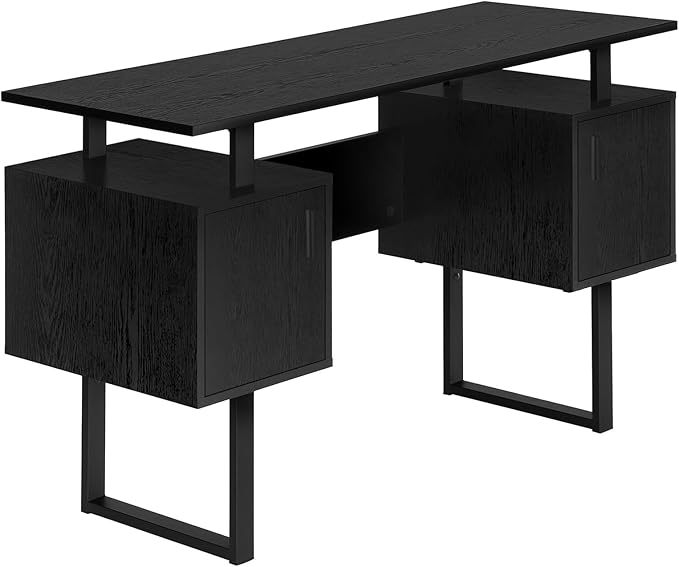 Computer Desk Home Office Laptop Storage 48 l Work Black Laminate Black Metal Contemporary Modern