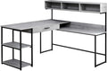Computer Desk Home Office Corner Storage Drawers L Shape Work Laptop Grey Laminate Black Metal Contemporary Modern