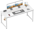 Casaottima 54 Inches Small Computer Desk Work Study Table for Home Office Kids Student Writing Desk with Headphone Hooks White