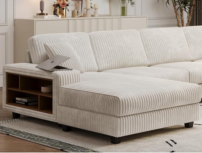 ERYE U-Shaped Modular Sectional Sofa Convertible Symmetrical Sofa Couch with Removable Chaise Lounges U Shaped Double Chaises Sectional Couches with Storage Armrests