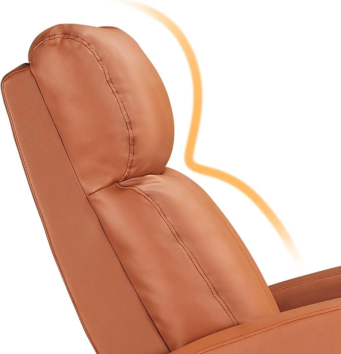 Yaheetech Padded Seat Recliner Chair Set of 2 Single Sofa Recliner for Living Room PU Leather Upholstered Reclining Chair Home Theater Seating Tan