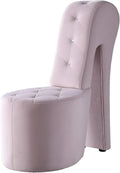 Tristam 40 Modern Glam High Heel Lounge Chair Armless Chair with Upholstered Crystal-Like Buttons and Diamond Stitching Comfortable Indoor Seating for Bedroom Living Room (Pink (Velvet))