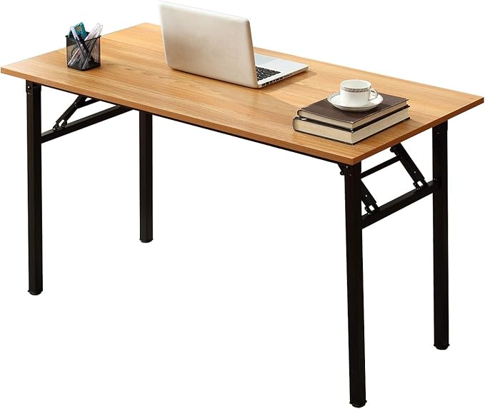 Folding Desk 54.3 inch No Assembly Folding Desks for Small Spaces Sturdy Foldable Computer Desk Functional Home Office Desks Study Writing Desk Office Table Workstation for Home Office Outdoor