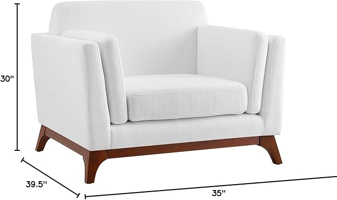 Modway Chance Mid-Century Modern Upholstered Fabric Accent Lounge Arm Chair In White