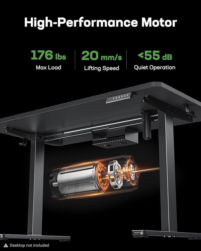 Marsail Standing Desk FrameElectric Standing Desk Legs with Powerful MotorHeight-Adjustable Desk Leg with 176 lbs Max Load for Various DesktopsStand up Desk Legs with 4 Memory PresetsFrame Only